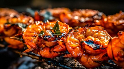 Delicious grilled shrimp/prawn with herbs