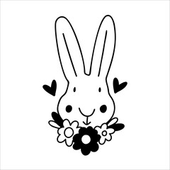 Cute Rabbit bunny SVG Cut File Design for Cricut and Silhouette.