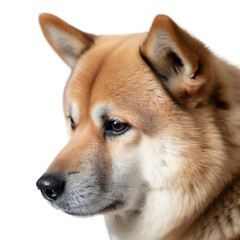 Portrait of sad Shiba Inu dog on a transparent background. Generative AI