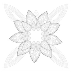 Decorative Doodle flowers in black and white for coloringbook, cover, background, invitation card. Hand drawn sketch for adult anti stress coloring page isolated in white background.-vector