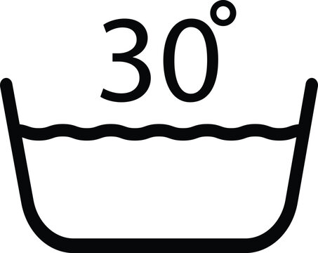 delicate washing 30 degree icon. delicate gentle 30 degrees washing laundry symbol. flat style.