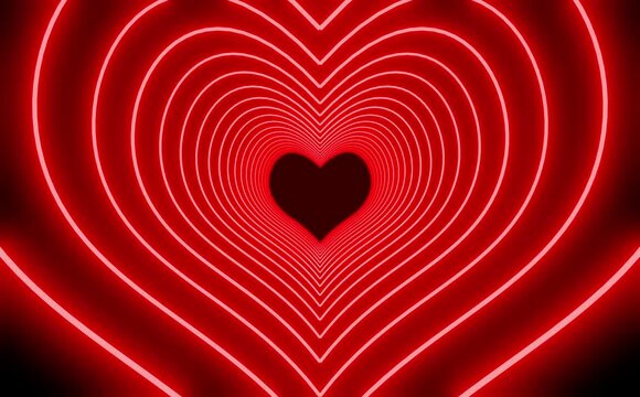 Heart loop tunnel animation red