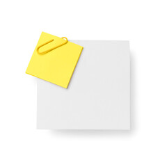 Colorful sticky notes with paper clip on white background