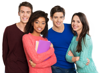 Portrait of happy students together at college