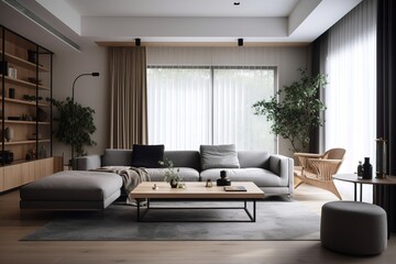 Obraz na płótnie Canvas Panorama of luxury living room and dining area with sofa | Modern luxury living room interior background, living room interior mock-up | beautiful apartment, interior , Generative AI