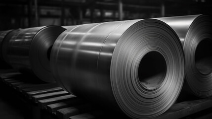 Obraz na płótnie Canvas Roll steel sheet texture in industrial facilities Generated AI