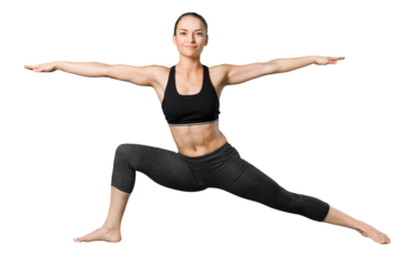 Young beautiful woman doing yoga  on white  background