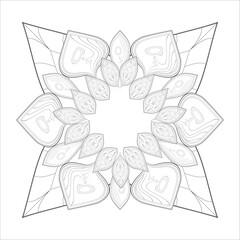 Decorative Abstract Flowers in Black for adult colouring page Isolated on White Background.-vector