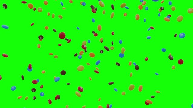 Small MMs Candy Candies Falling On A Screen With Alpha Channel