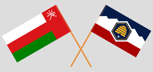 Crossed flags of Oman and The State of Utah. Official colors. Correct proportion
