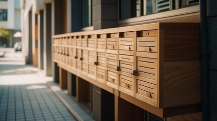 wooden Mailbox on condominium