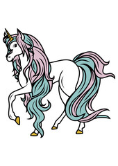 Unicorn vector illustration. Fantasy horse