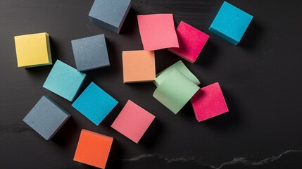 colorful blank note papers on chalkboard