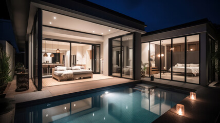 Fototapeta na wymiar Real estate luxury villa. Illustration AI Generative