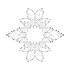 Decorative Abstract Flowers in Black for adult colouring page Isolated on White Background.-vector