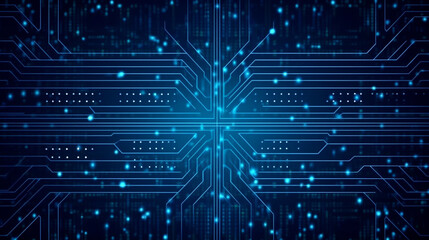 Vector Abstract futuristic circuit network board, Illustration high computer and Communication technology connection on blue color background. High tech digital technology, global