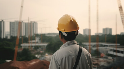 Construction worker. Illustration AI Generative.