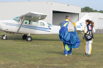 a couple ready to skydive