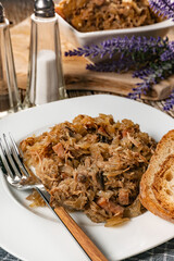 Bigos - sauerkraut stewed with meat, dried mushrooms and sausage.