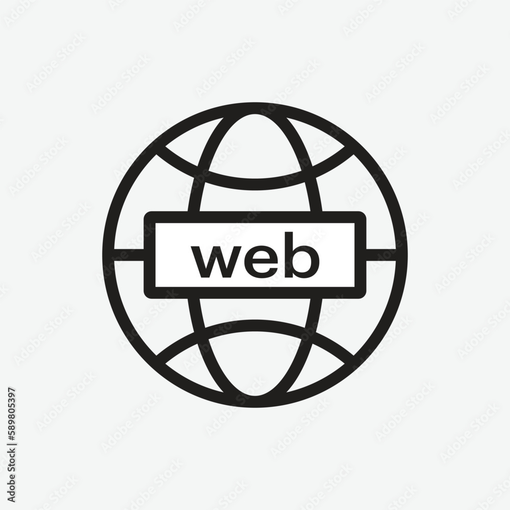 Poster go to web icon with click icon in trendy flat style isolated on transparent background. website pict