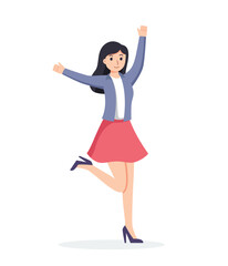 woman happy dance movements isolated