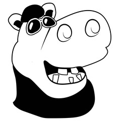 Hippopotamus wearing sunglasses silhouette