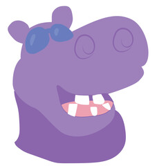 Cute hippo with sunglasses illustration