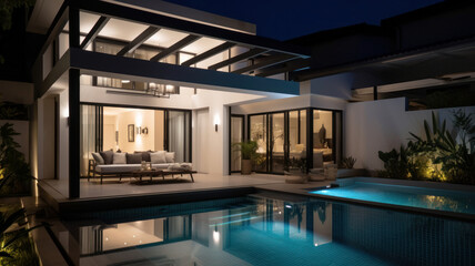 Real estate luxury villa. Illustration AI Generative