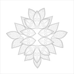 Coloring Page for Adult for Fun and Refreshing. Hand Drawn Sketch for Adult Anti Stress Coloring Page. Decorative Doodle flowers in Black Isolated on White Background.-vector