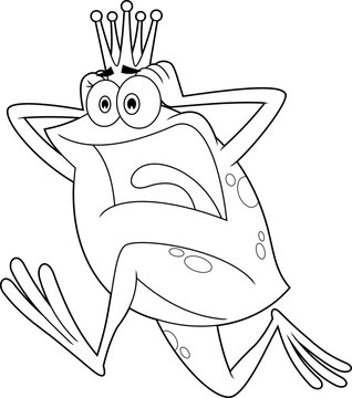 worried frog princess, black and white clip art preview