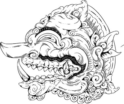 hand drawn vector illustration of cakil the devil from java 