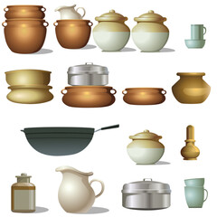 Kitchen tool flat icon collection. Vector illustration.