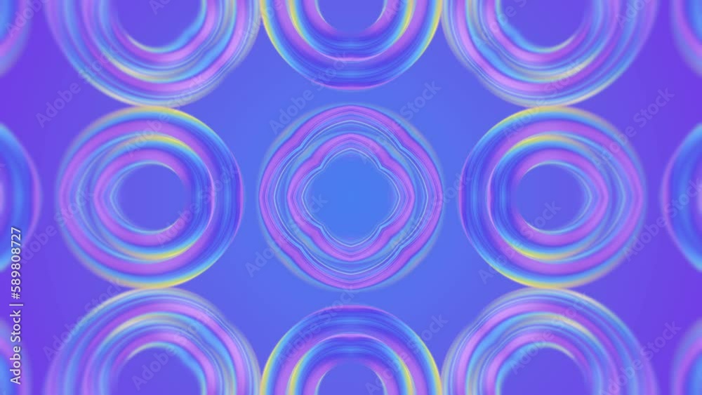 Poster Digital seamless loop animation of a neon colored twisted shapes 3d rendering 4K