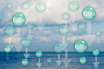 CO2 Carbon dioxide emissions are absorbed by the oceans causing warming of the seas and...