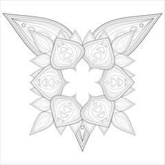coloring page. Vector coloring book of flowers for adult, for meditation, relax and fun. attractive flowers design for colouring book in black outline and white background