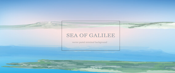 Sea of Galilee. Bible land vector illustration. Travel in Israel banner.  - obrazy, fototapety, plakaty