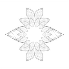 coloring page. Vector coloring book of flowers for adult, for meditation, relax and fun. attractive flowers design for colouring book in black outline and white background