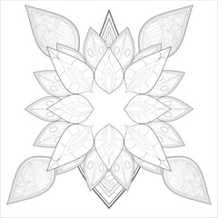 coloring page. Vector coloring book of flowers for adult, for meditation, relax and fun. attractive flowers design for colouring book in black outline and white background