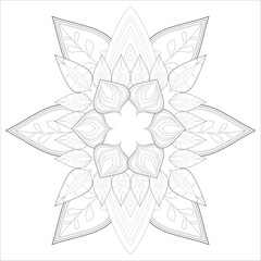 coloring page. Vector coloring book of flowers for adult, for meditation, relax and fun. attractive flowers design for colouring book in black outline and white background