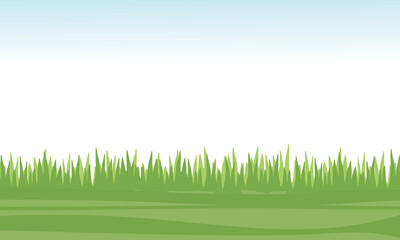 Fototapeta na wymiar Green grass on blue sky background vector illustration.