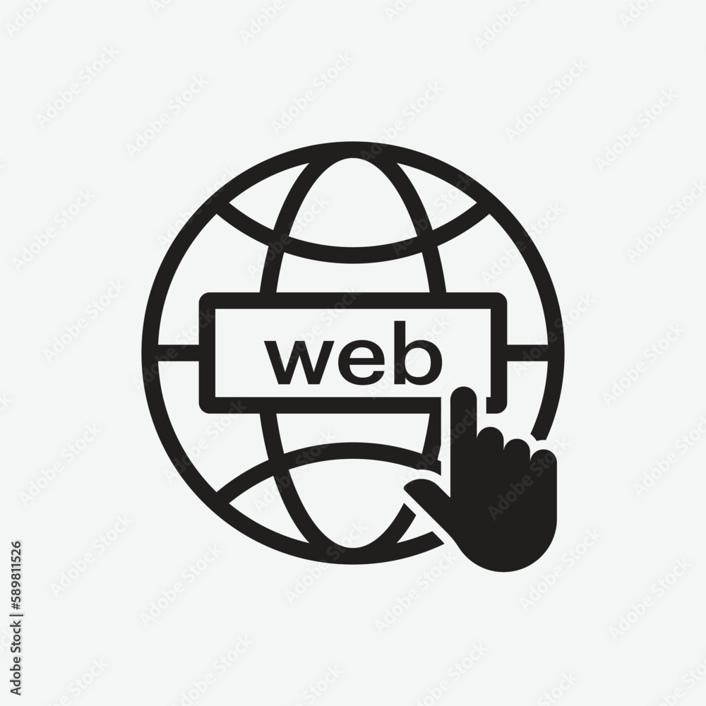 Poster go to web icon with click icon in trendy flat style isolated on transparent background. website pict