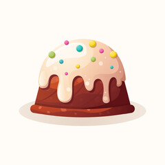 Round Easter cake. Vector illustration. Appetizing traditional holiday pastries. Happy Easter.