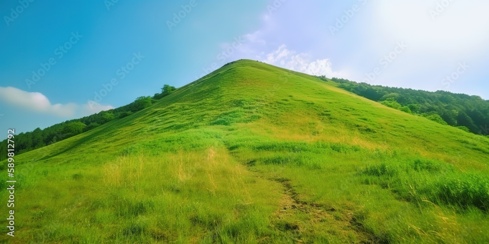 Aufkleber the mountain elevation is green.colorful summer template. concept of recreation. generative ai