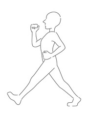 ウォーキングする人のシルエット線画