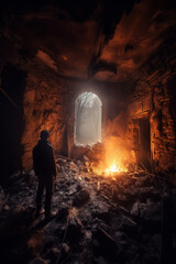 Abandoned room in fire