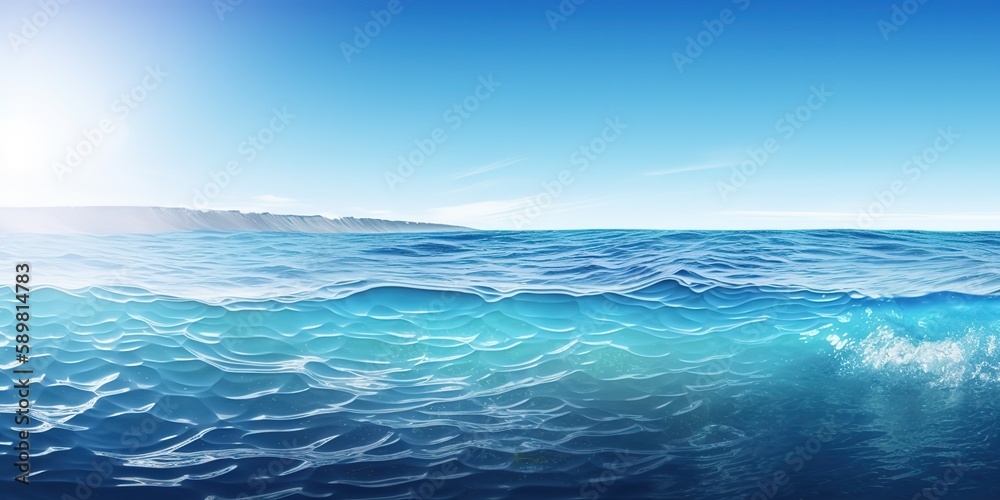 Poster summer landscape of a sunny day on the beach with waves from the sea.colorful summer template. conce