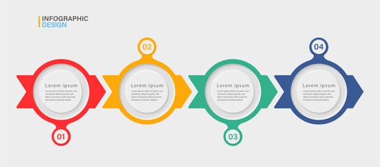 Business infographic design template with 4 options or steps. Can be used for workflow layout, diagram, presentation, web design, infographic. Vector illustration