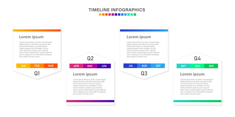 Infographic timeline template for 1 year. Business infographic timeline design with 12 steps or options. Can be used for workflows, calendar layouts, diagrams, presentations. Vector illustration