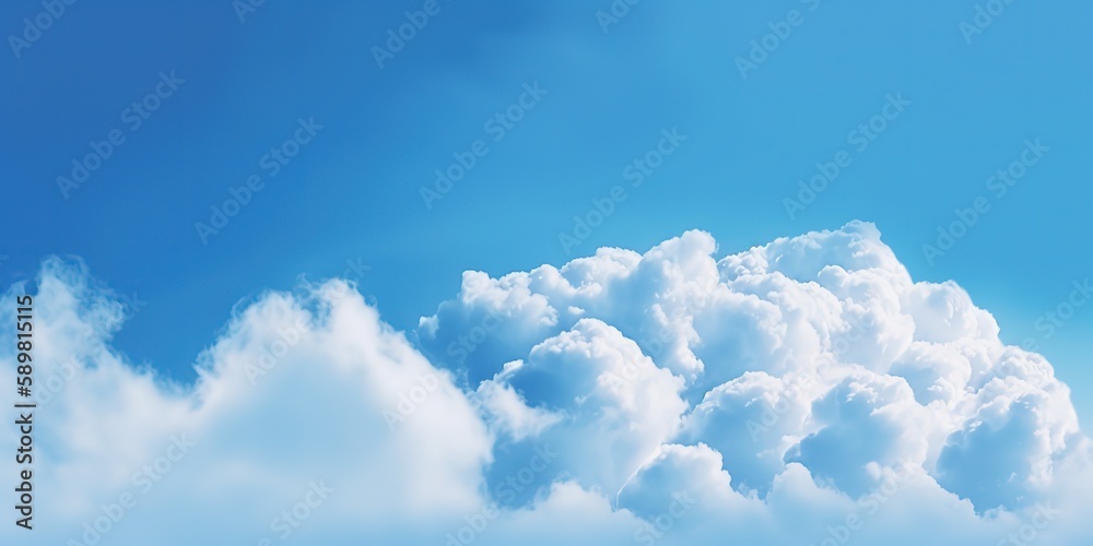 Poster cloudy sky with sun rays.colorful summer template. concept of recreation. generative ai