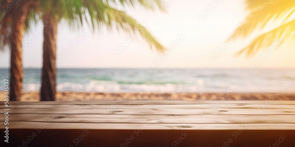 Poster summer landscape background with palm tree and sea.colorful summer template. concept of recreation. 
